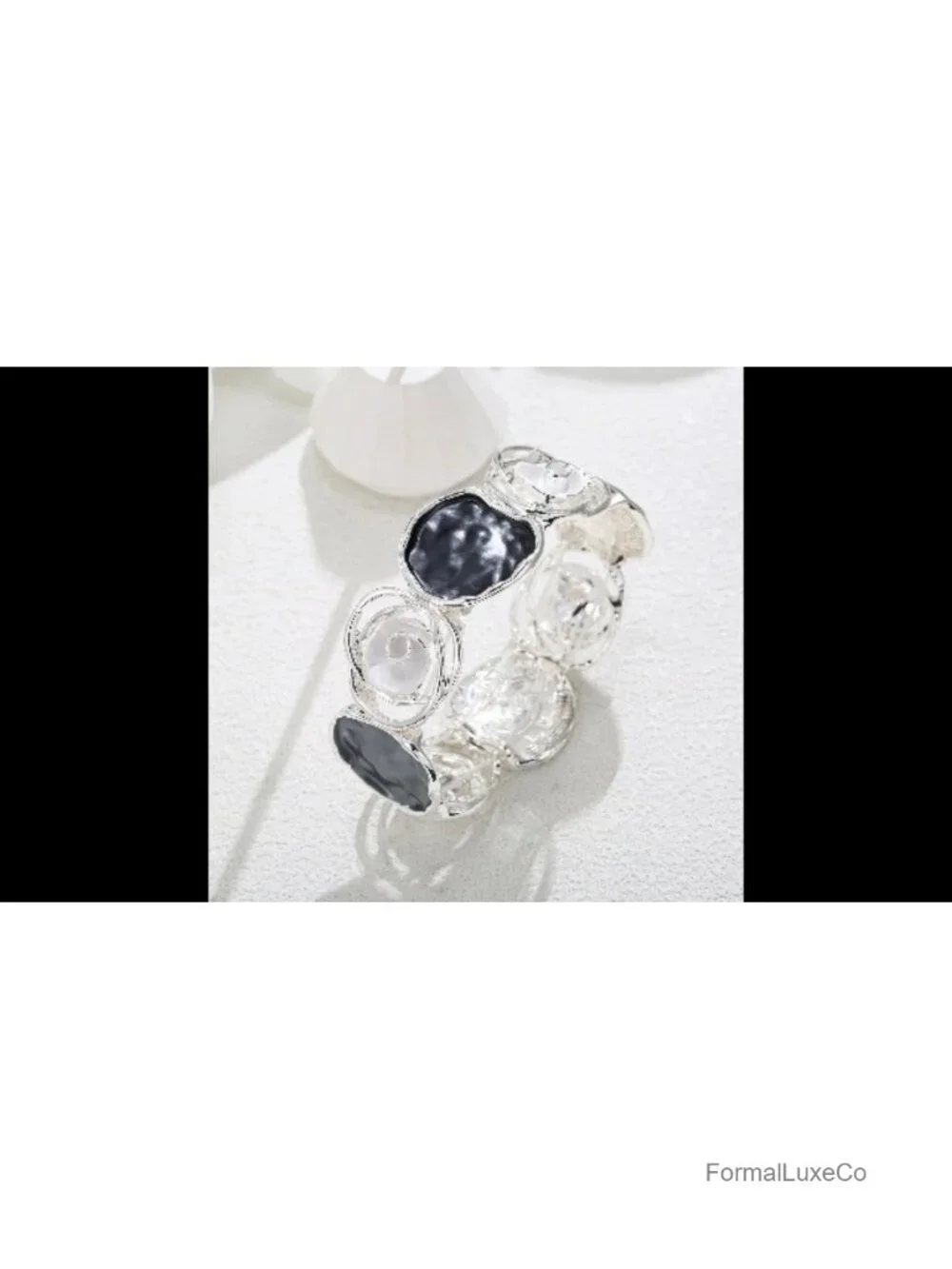 Rose Enamel Stretch Bracelet for Women - Boho Chic Elastic Metal Bangle,